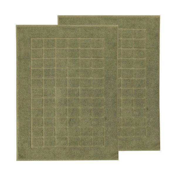 100% Cotton Thick & Absorbent Reversible Checkered Bath Mats - Set Of 2 (Set of 2)