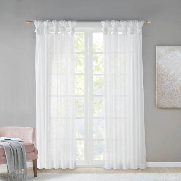 Baisden Lester Polyester Twisted Tab Sheer Curtain Panels (Set of 2)