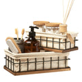 Baobab Workshop Wood and Wire Baskets Set, Bathroom Basket Storage (Set of 2)
