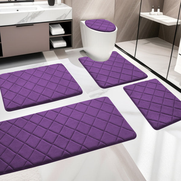 Bath Rug with Non-Slip Backing Memory Foam (Set of 5)