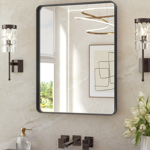 , 17 Sizes Bathroom Mirror with Tempered Glass and Aluminum Frame