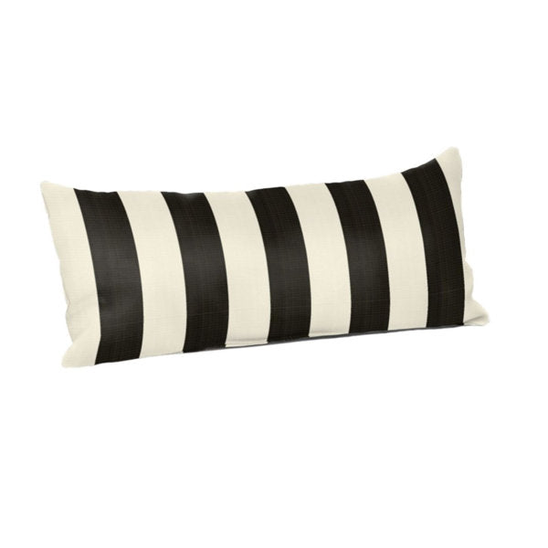 Casual Cushion Outdoor Lumbar Pillow, Striped Sunbrella Fade-Resistant for Patio Furniture & Porch Swings, 22"W x 9"L, 6" thick, Reversible, Maxim Classic