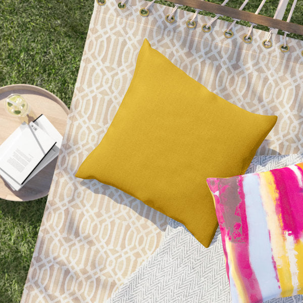 , 3 Sizes Casual Cushion Solid Sunbrella搴?Fabric 1-Piece Indoor/Outdoor Square Throw Pillow, 20"W x 20"L, Spectrum Daffodil
