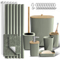 Complete 22 Piece Bathroom Accessory Set with Bath Rugs, Shower Curtain Set, Liner, and Hooks