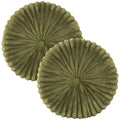 Decorative Round Throw Pillows For Bed Couch - 2 Pieces Handcraft Ruched Pumpkin Pillow, Soft And Durable Velvet Floor Pillow For Home Decor, Bed Living Room And Sofa (Set of 2)