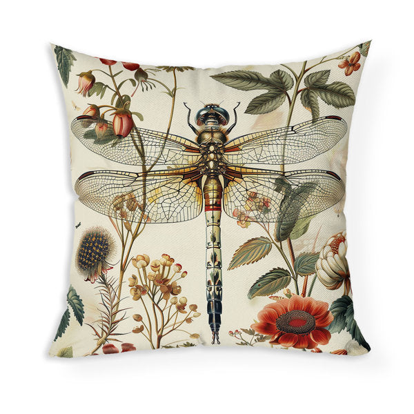 , 4 Sizes Dragonfly Fairytale Indoor/Outdoor Square Throw Pillow