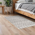 Entryway Rug Washable - Moroccan Small Area Rugs for Entryway Low Pile Indoor Mat Non Slip with Rubber Backing Thin Area Rug Pet Friendly for Front Door Kitchen Bedroom Geo Grey