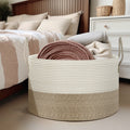 Extra Large Basket for Blankets - 21.7"D X 13.8"H Rope Laundry Basket Toy Baskets Storage Kids, Throw Blanket Baskets