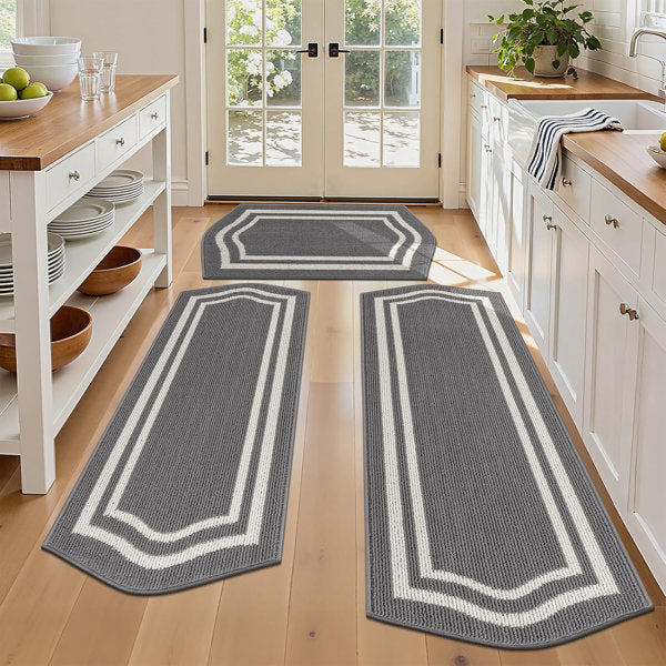 Farmhouse Kitchen Mats Non Slip Washable Boho Kitchen Rugs (Set of 3)