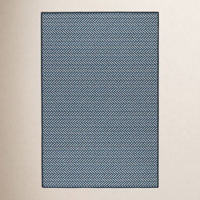 Herringbone Navy Machine Washable Rug