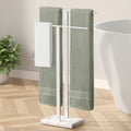 KES Freestanding Towel Rack 2-Tier 33''H Dual T-Shape Towel Stand with Weighted Marble Base for Bathroom 18/8 Stainless Steel, Polished Finish