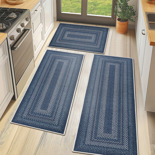 Machine Washable Kitchen Mat with Non-Slip Backing (Set of 3)