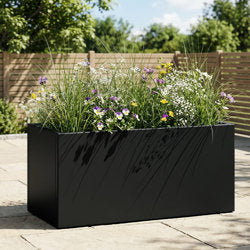 Latitude Run Metal Planter Box With Trellis And Wheels