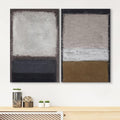 Minimal Landscape " Gray Brown Pastel Geometric Color Blocks Abstract Shapes Art Contemporary " 2 - Pieces