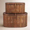 Modern Decorative Oval Woven Rattan Storage Boxes