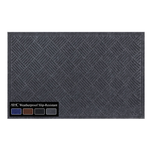 New Durable And Versatile Polypropylene Rubber Door Mat 36" x 60" All Weather Inside Outside Checkered Design Doormat