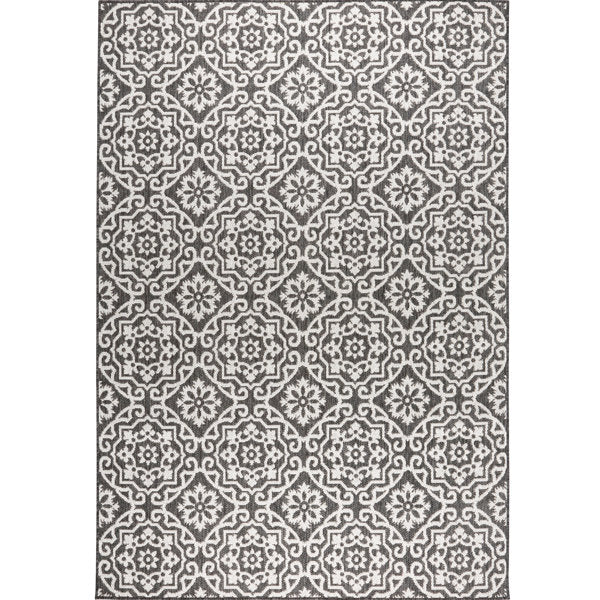 Nicole Miller New York Patio Country Danica Geometric Indoor/Outdoor Area Rug, Black/Grey