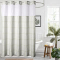 No Hook Plaid Waffle Shower Curtain with Snap-in Liner