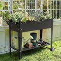 Omma Metal Elevated Planter with Wheels and Storage Shelf