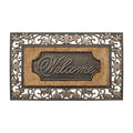 , 2 Sizes Onalaska Natural Coir & Rubber Non-Slip Heavy-Duty 'Welcome' Doormat 閳?23" x 38" Indoor/Outdoor Entry Mat with Floral Border
