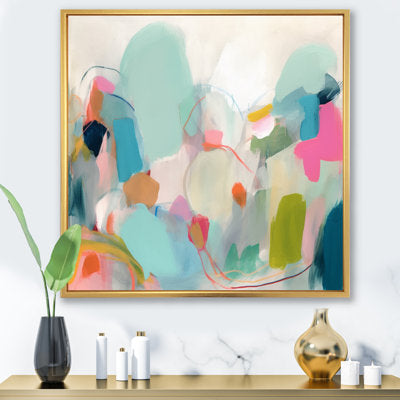 Pink Blue Minimalims Fludity III Framed On Canvas Print