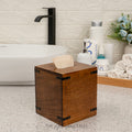 Rustic Burnt Mango Wood Square Tissue Holder – Handmade Farmhouse Tissue Box Covers