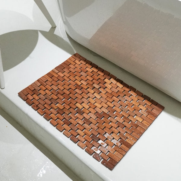 Solid Teak Wood Foldable Shower Mat - Non-slip & Quick Drying Anti-skid Bath Mat