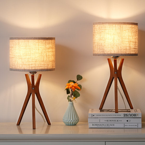 Solid Wood Tripod Lamp (Set of 2)