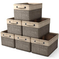 Sorbus Fabric Storage Bins for Shelves 15" Sturdy Collapsible Storage Bins with 2 Handles (6 Pack), Beige