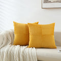 Square Striped Corduroy Soft Flannel Patchwork Pillow Cover (Set of 2)