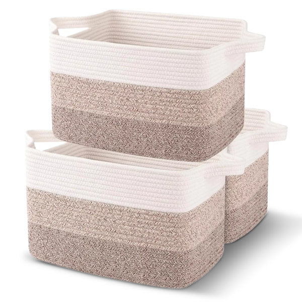 Storage Baskets Set of 3 Woven Cotton Rope
