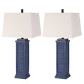 Tabetha - 32" Table Lamp with USB - Set of 2 - Navy Finish (Set of 2)