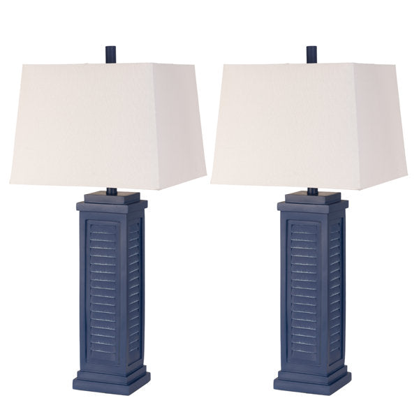 Tabetha - 32" Table Lamp with USB - Set of 2 - Navy Finish (Set of 2)