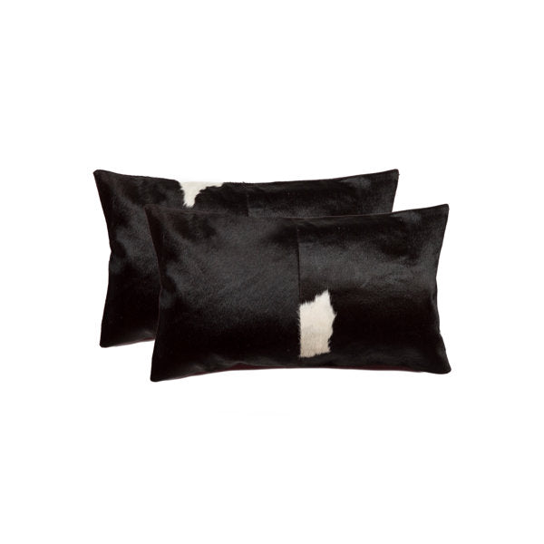 Torino Kobe Cowhide Pillow | 2-Piece | Black & white | 12"x20"