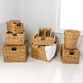 Traditional Assorted Hand-Woven Hyacinth/Iron Baskets (Set of 10)