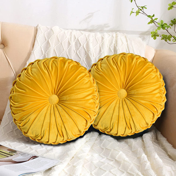 Velvet Round Throw Pillow (Set of 2)