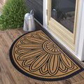 , 3 Sizes Vesela Floral Non-Slip Low-Profile Half-Circle Door Mat