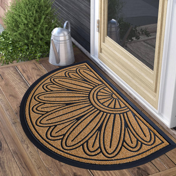 , 3 Sizes Vesela Floral Non-Slip Low-Profile Half-Circle Door Mat
