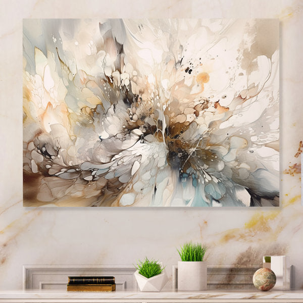 White And Grey Geometric Depths I - Abstract Geometric Canvas Print Wall Art - Minimalism Wall art Print