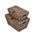 Wilder Classic Farmhouse Woven Hyacinth Rectangular Storage Baskets with Lids and Handles (Set of 2)