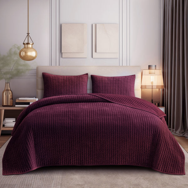 , 3 Sizes Wonderful Velvet 3-piece reversible quilt set